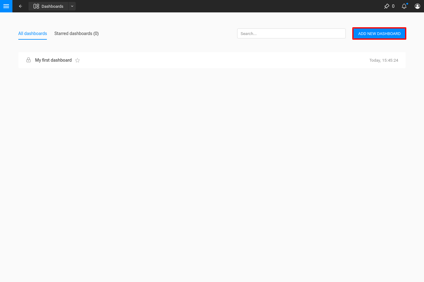 Standort der Schaltfläche "Neues Dashboard erstellen"