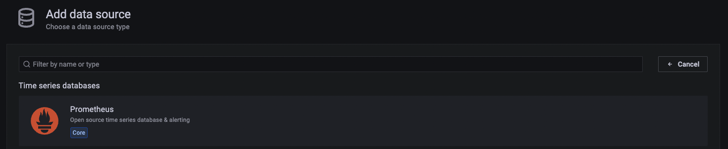 nuevo origen de datos de Grafana