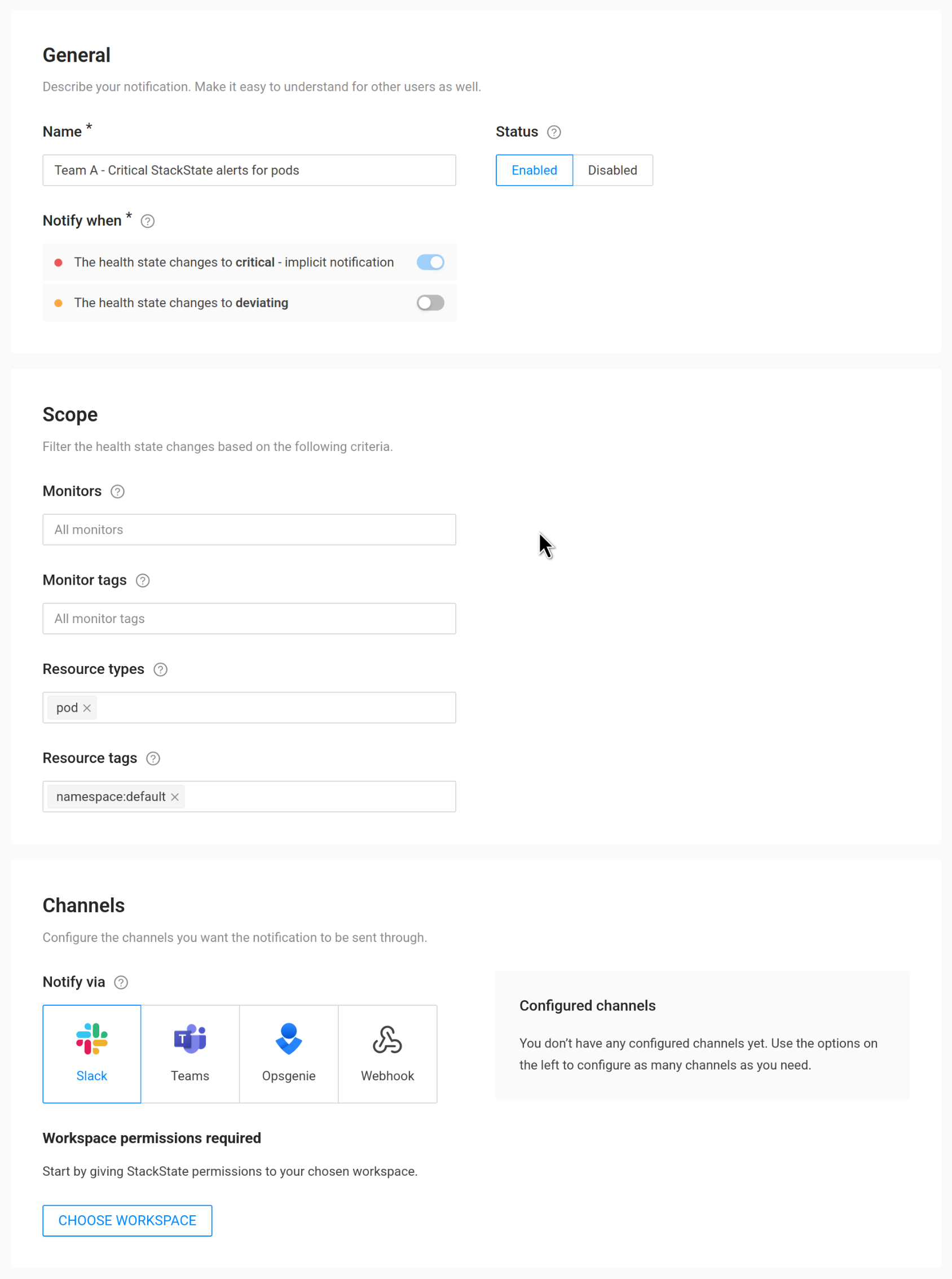 Adicionando uma nova notificação