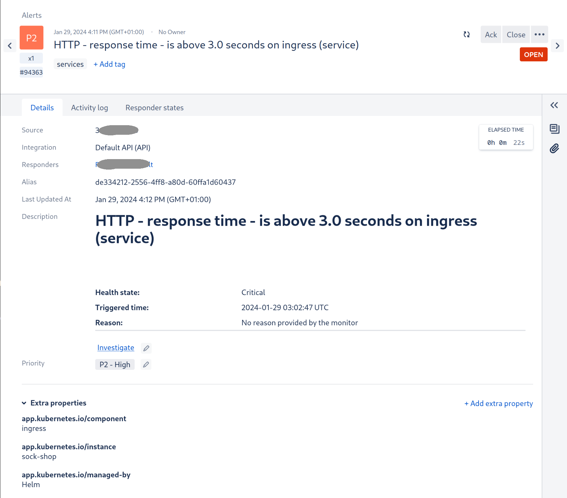 Alerta do OpsGenie